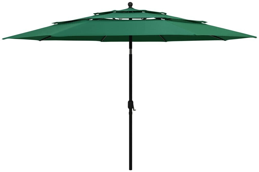 vidaXL Parasol avec mât en aluminium 3 couches 3,5m Vert