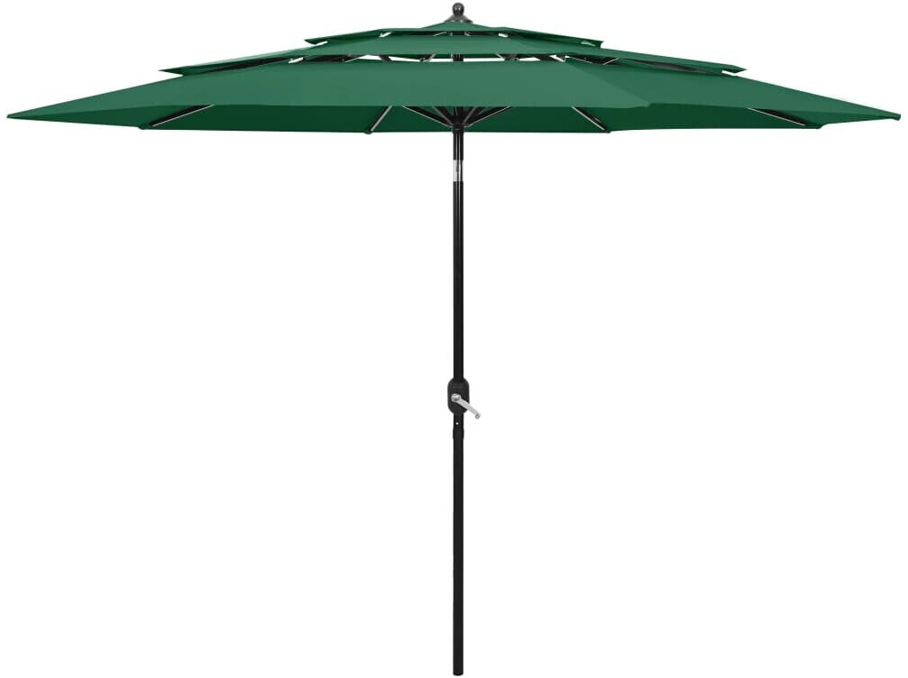 vidaXL Parasol avec mât en aluminium 3 couches 3m Vert