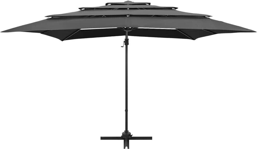 vidaXL Parasol avec mât en aluminium 4 couches 250x250cm Anthracite