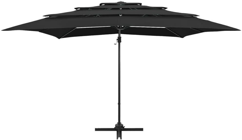 vidaXL Parasol avec mât en aluminium 4 couches 250x250cm Noir