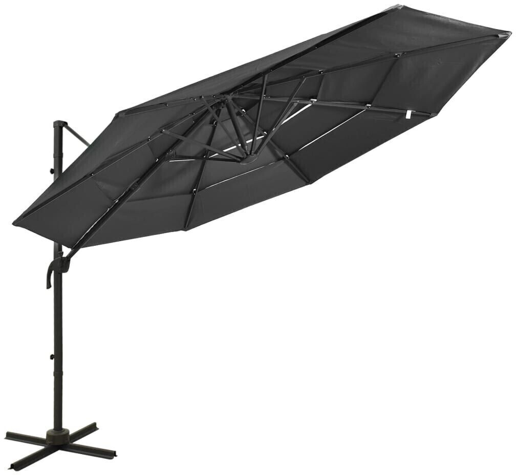 vidaXL Parasol avec mât en aluminium 4 couches 3x3m Anthracite
