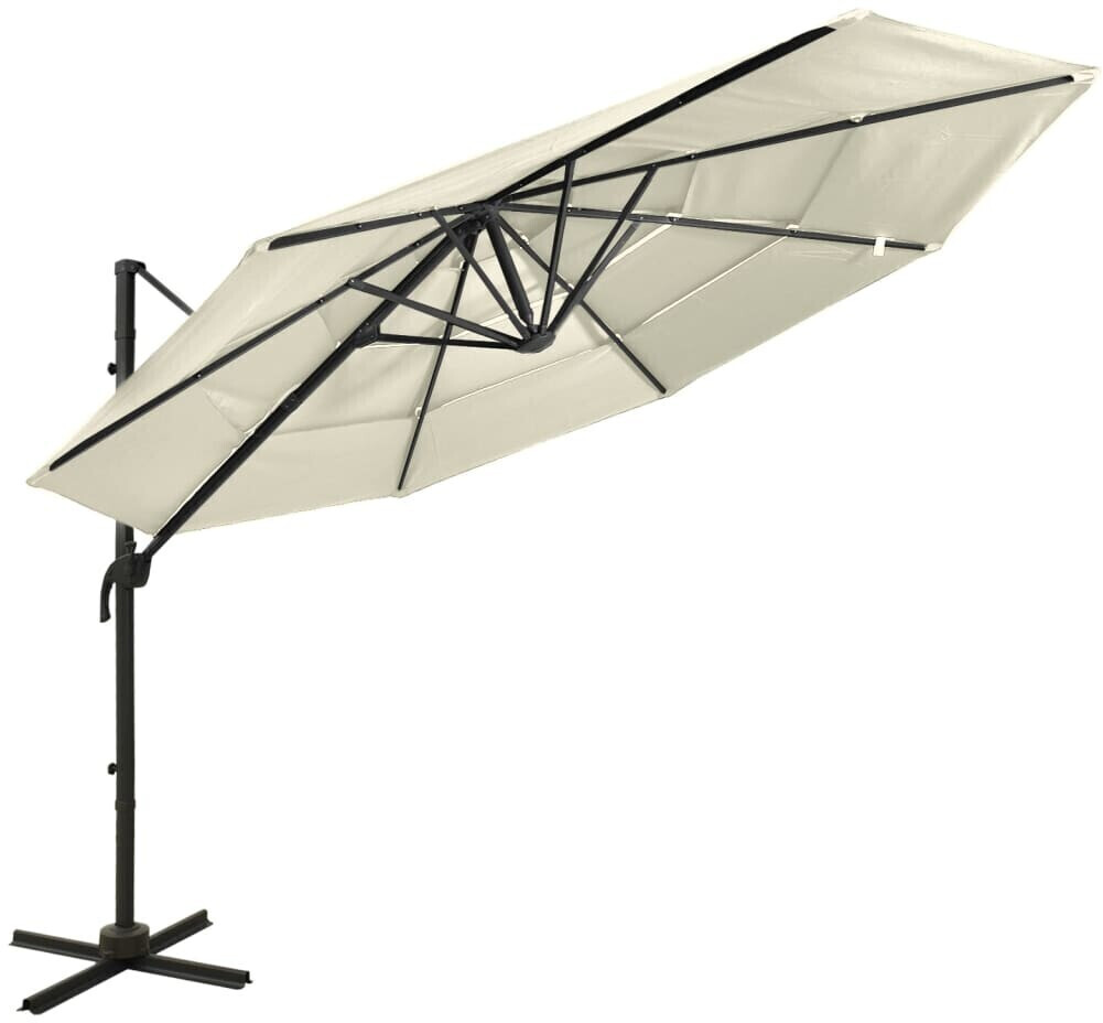 vidaXL Parasol avec mât en aluminium 4 couches 3x3m couleur sable