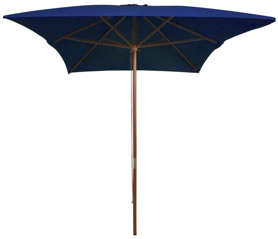 vidaXL Parasol avec mât en bois 200x300cm Bleu