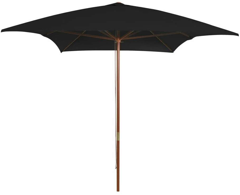 vidaXL Parasol avec mât en bois 200x300cm Noir