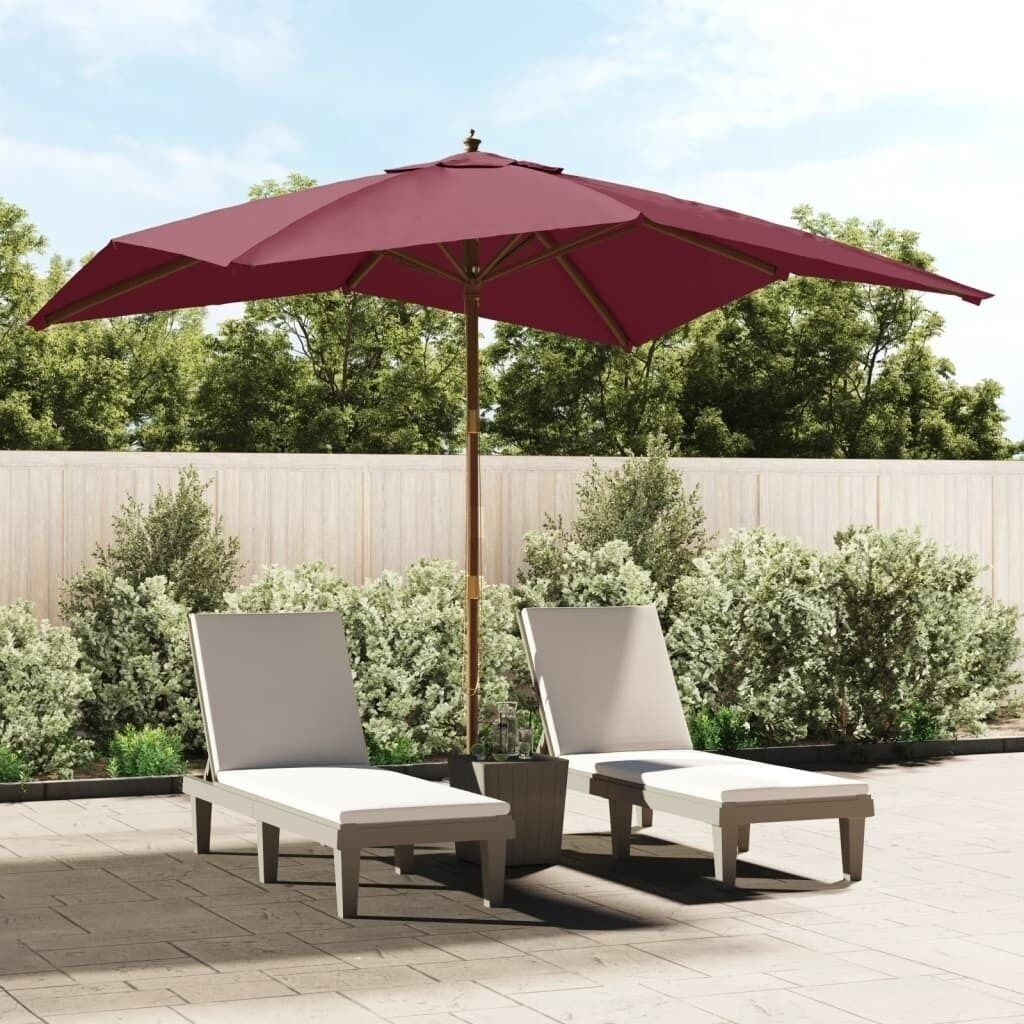 vidaXL Parasol avec mât en bois 300x300x273cm rouge bordeaux