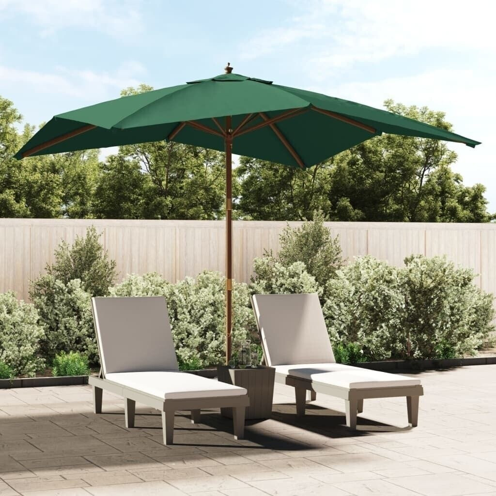 vidaXL Parasol avec mât en bois 300x300x273cm Vert