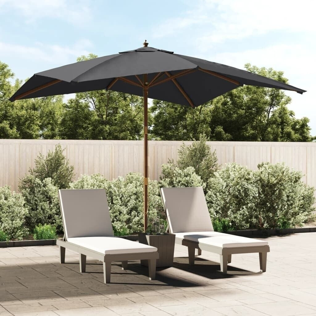 vidaXL Parasol avec mât en bois 300x300x273cm Noir