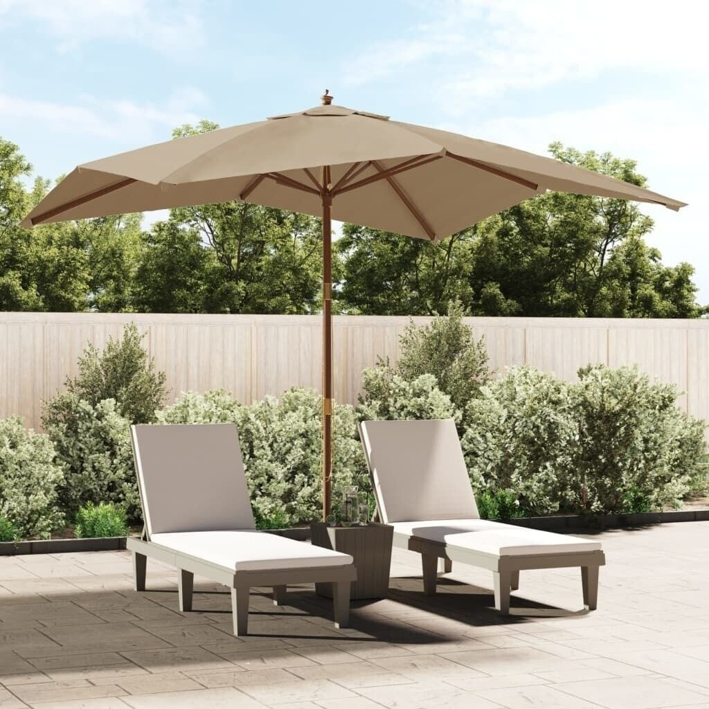 vidaXL Parasol avec mât en bois 300x300x273cm Taupe