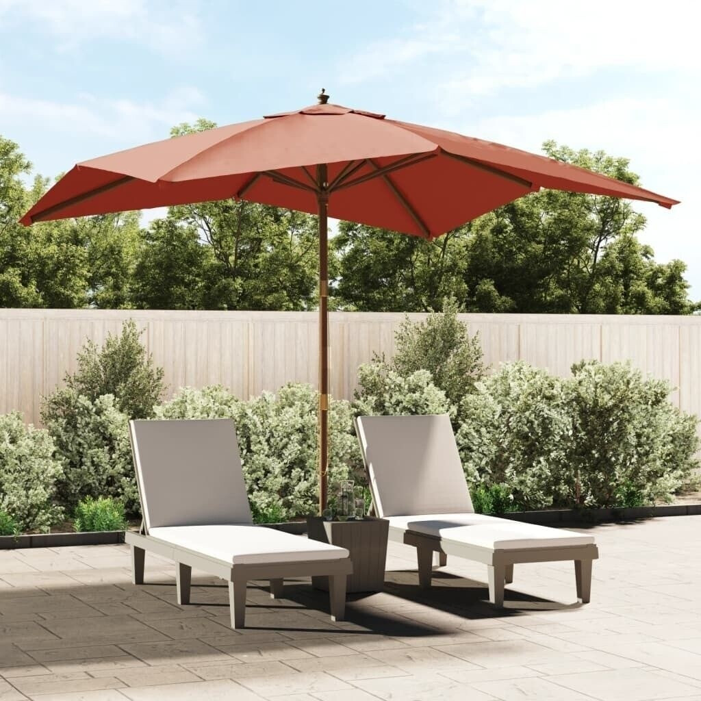 vidaXL Parasol avec mât en bois 300x300x273cm Terracotta