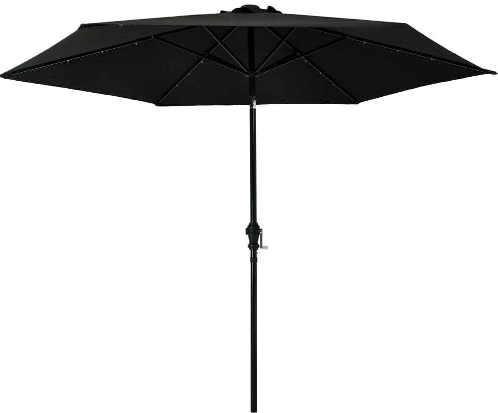 vidaXL Parasol avec Lumières LED et Mat en Acier 300cm Noir