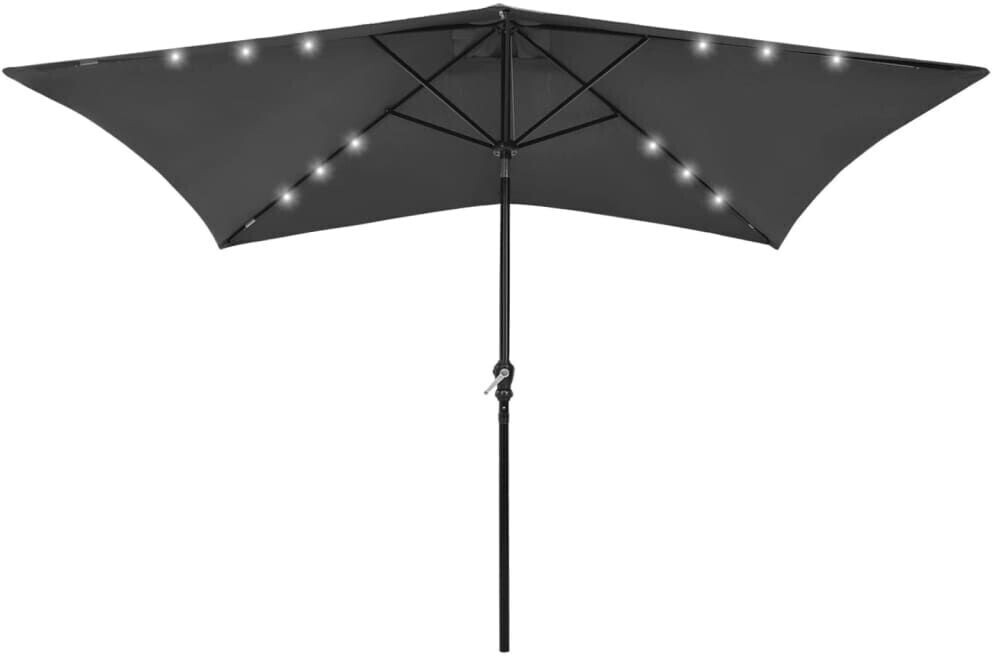 vidaXL Parasol avec LEDs et mât en acier 2x3m Anthracite