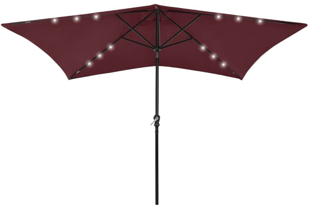 vidaXL Parasol avec LEDs et mât en acier 2x3m Bordeaux
