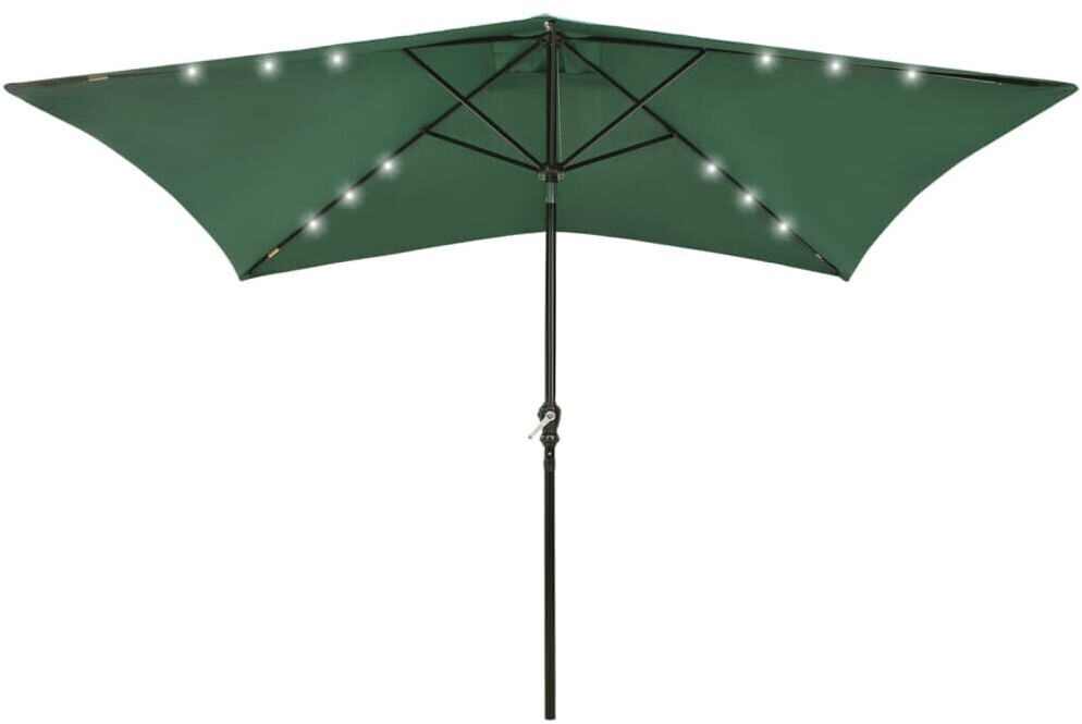 vidaXL Parasol avec LEDs et mât en acier 2x3m Vert