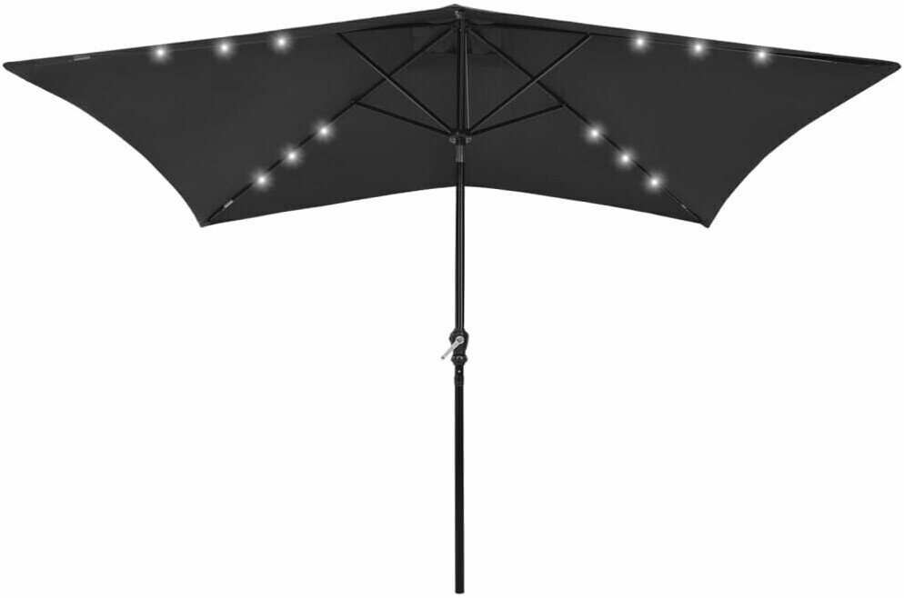vidaXL Parasol avec LEDs et mât en acier 2x3m Noir