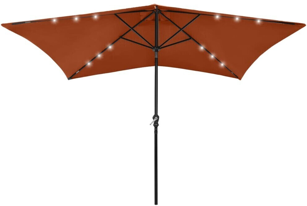 vidaXL Parasol avec LEDs et mât en acier 2x3m Terracotta-Rouge