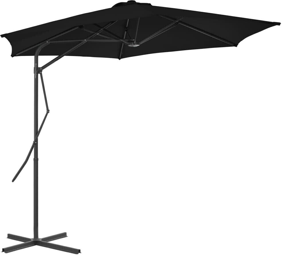 vidaXL Parasol avec mât en acier 300x230cm Noir