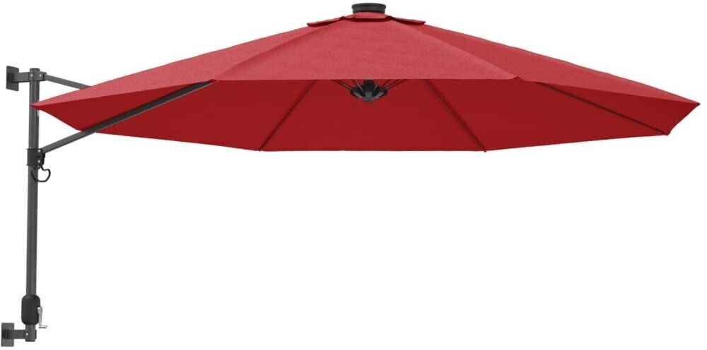 vidaXL Parasol mural avec LED 290cm Rouge vif