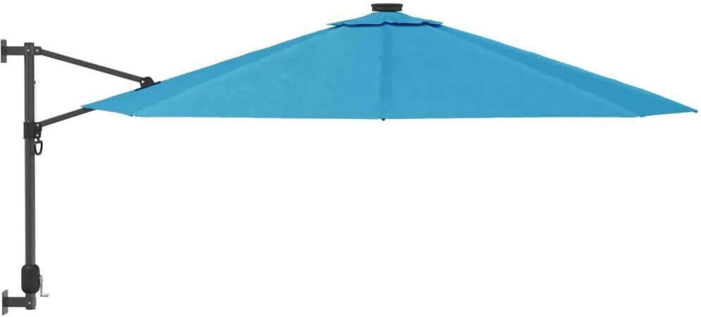 vidaXL Parasol mural avec LEDs 290cm bleu marine