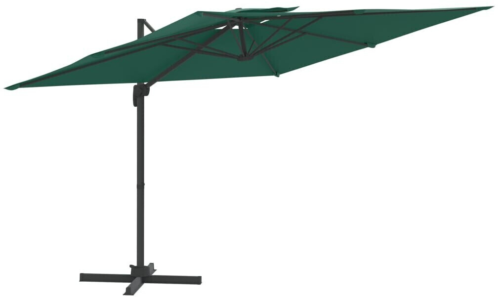 vidaXL Parasol déporté avec double toit 300x300cm Vert