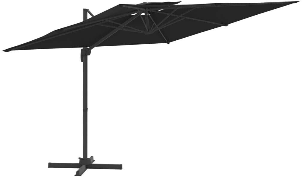 vidaXL Parasol déporté avec double toit 300x300cm Noir