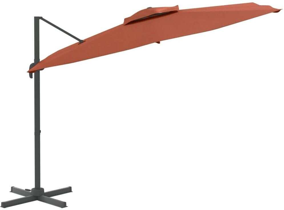 vidaXL Parasol déporté avec double toit 300x300cm Terracotta