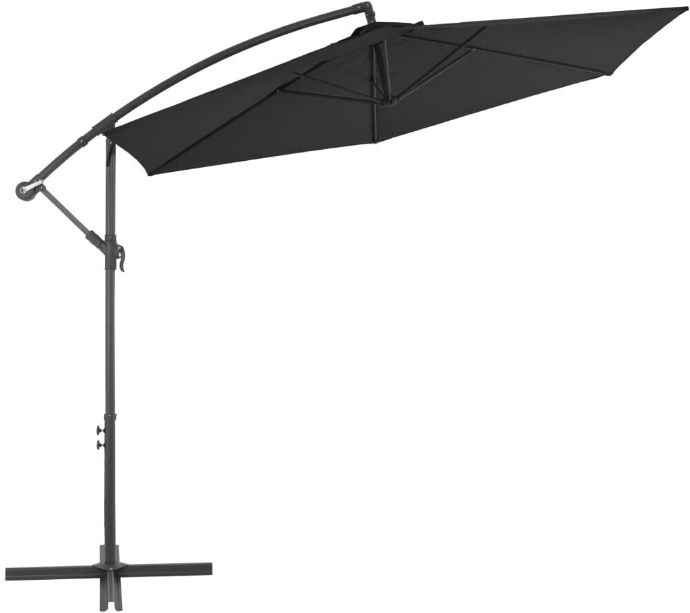 vidaXL Parasol déporté avec mât en aluminium 300cm Noir