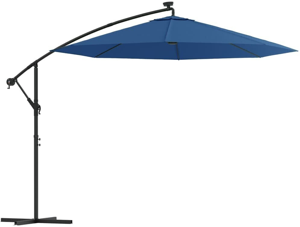 vidaXL Parasol déporté avec lumières LED et mât en acier 300cm bleu azur
