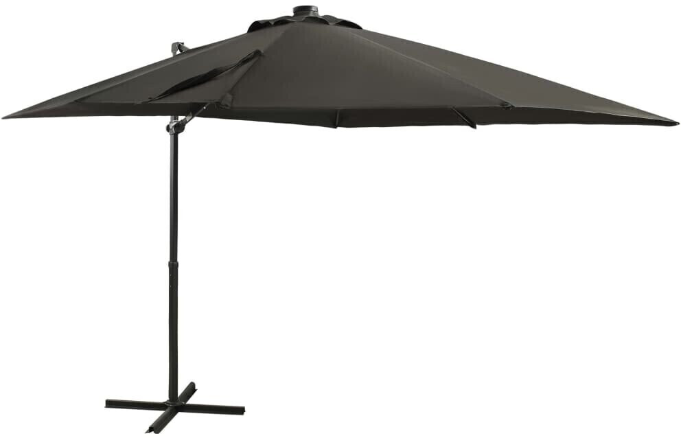 vidaXL Parasol déporté avec mât et éclairage LED 250cm Anthracite