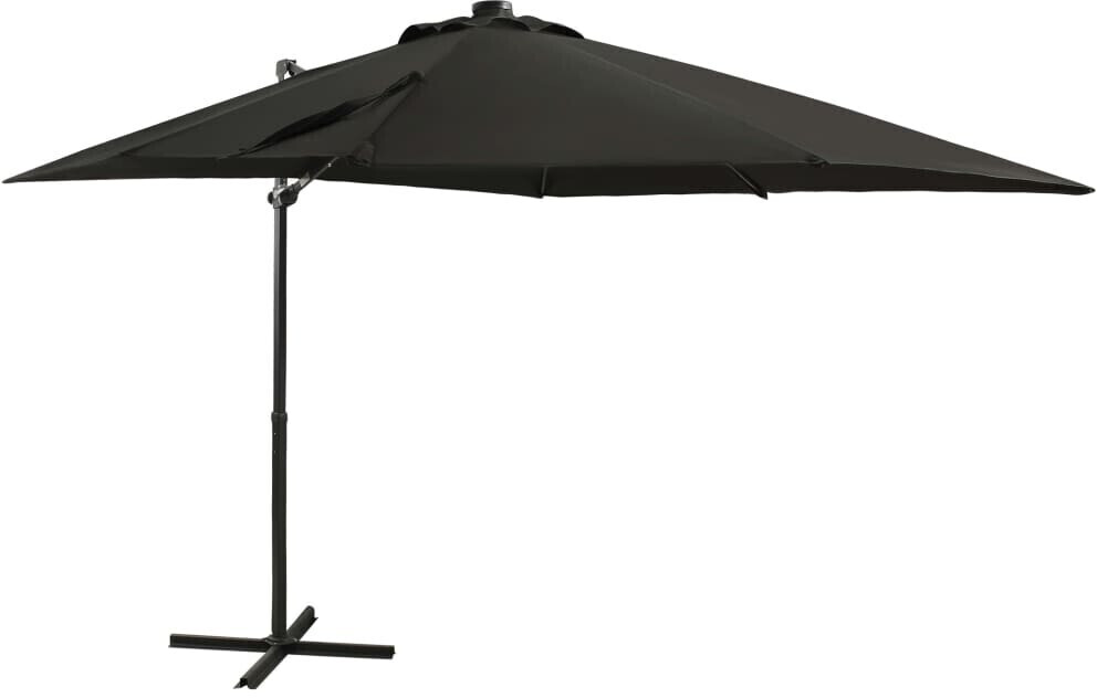 vidaXL Parasol déporté avec mât et éclairage LED 250cm Noir