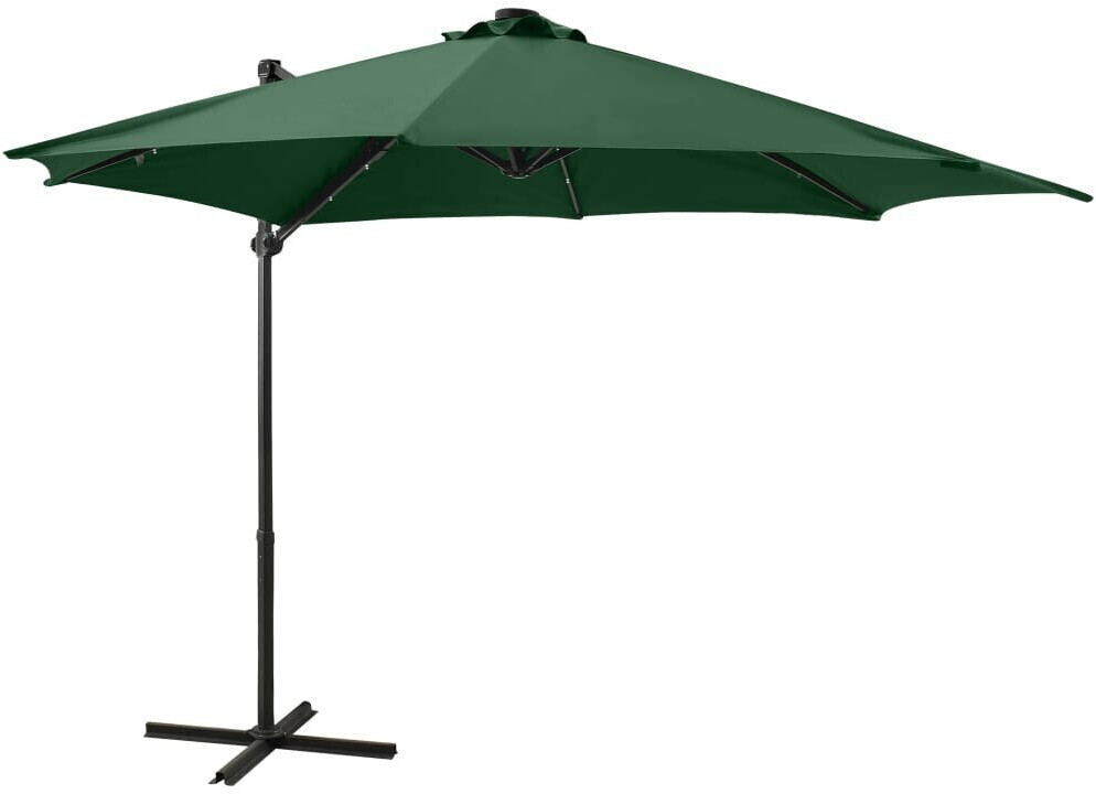 vidaXL Parasol déporté avec mât et lumières LED 300cm Vert
