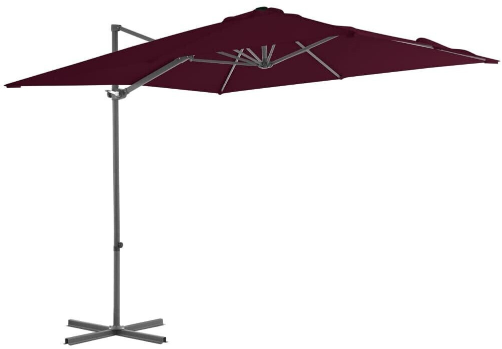 vidaXL Parasol déporté avec mât en acier 250x250cm rouge bordeaux