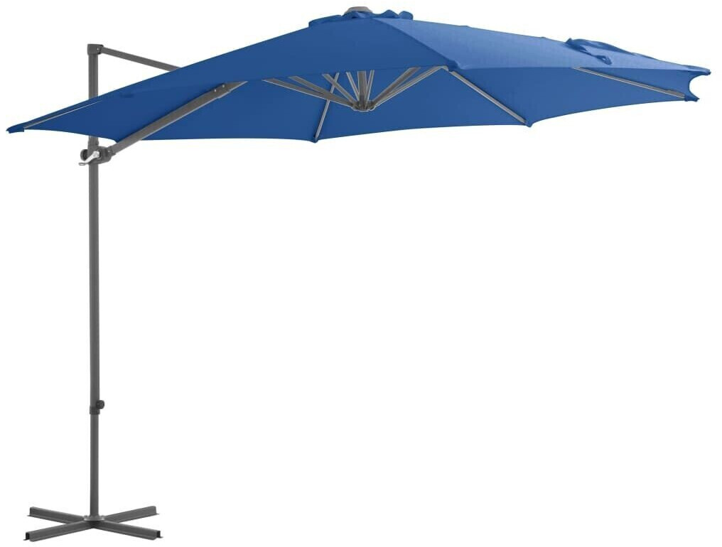 vidaXL Parasol déporté avec mât en acier 300cm bleu azur