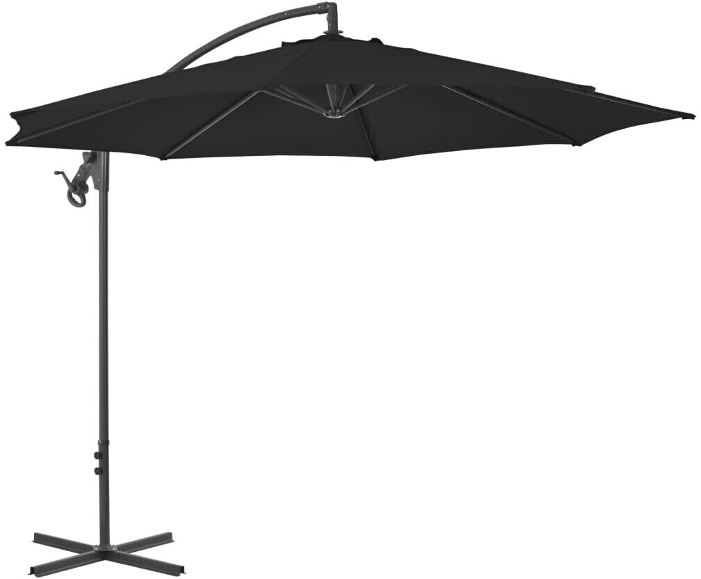 vidaXL Parasol déporté avec mât en acier 300cm Noir