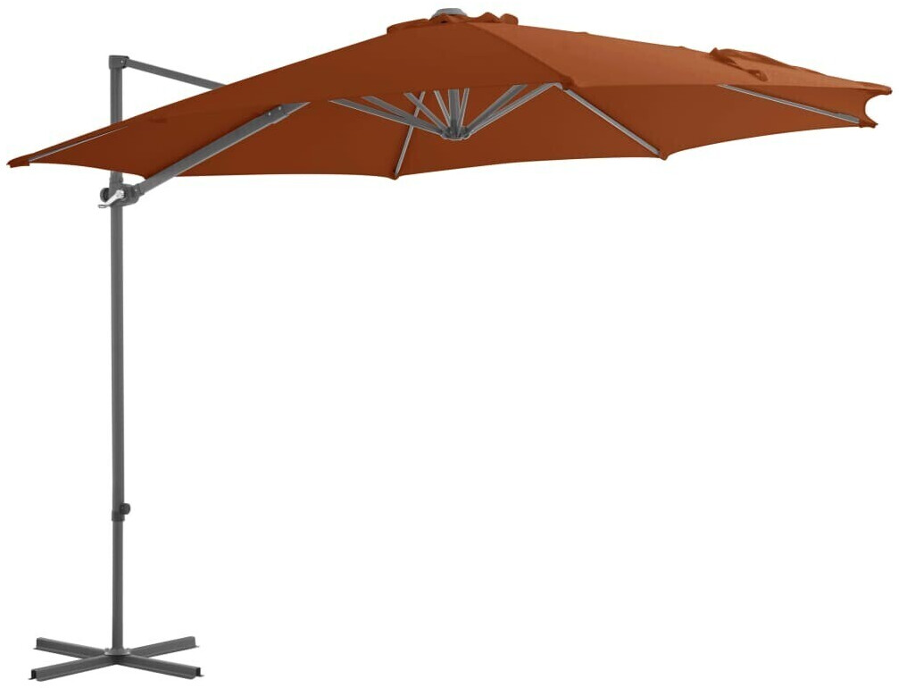 vidaXL Parasol déporté avec mât en acier 300cm rouge terracotta