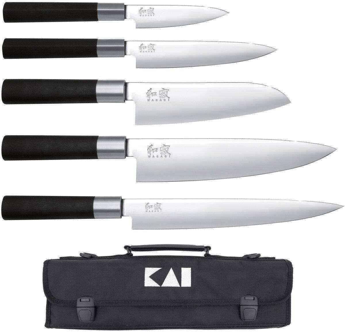 KAI Malette de 5 couteaux japonais Wasabi