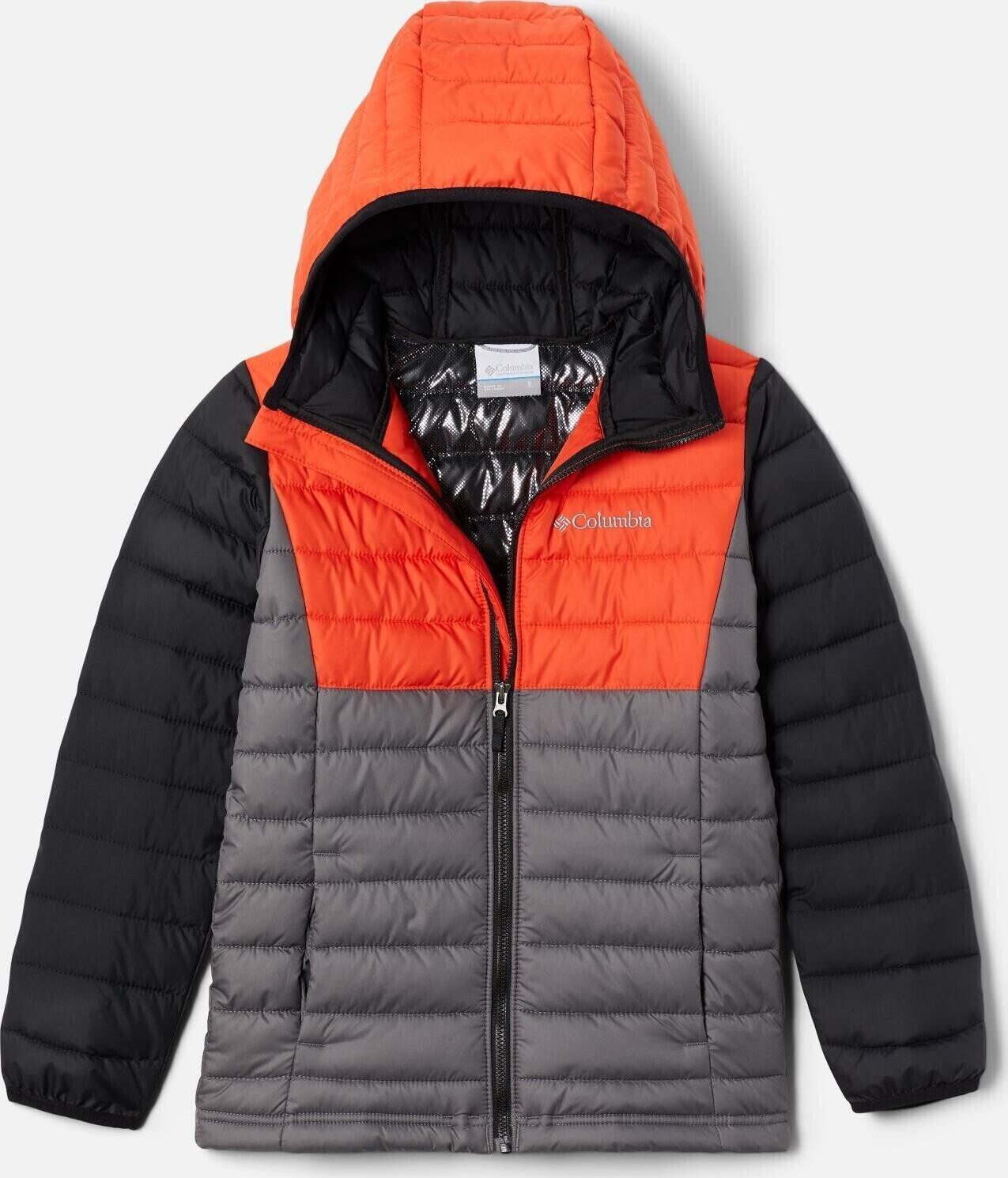 Columbia Powder Lite Boys Hooded Jacket city grey/red quartz/black (1802901-023)