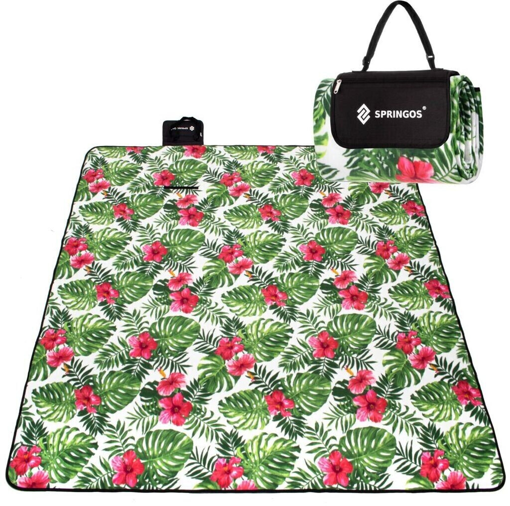 Springos Picnic Blanket XXL 200x200 cm Beach Blanket Mat Insulated - Hibiscus Flowers