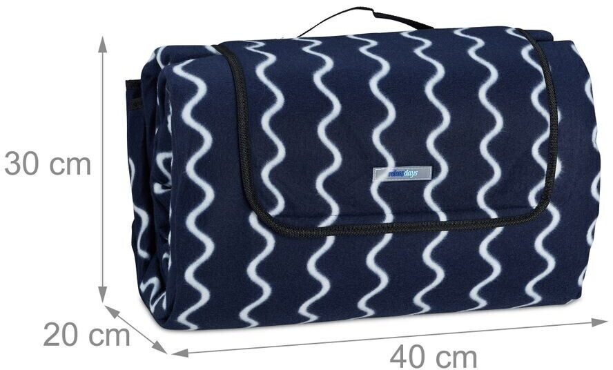 Relaxdays XXL picnic blanket 200x300 cm waves au meilleur prix sur