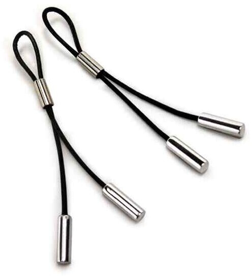 Crave Leather Nipple Tassels Black Silver