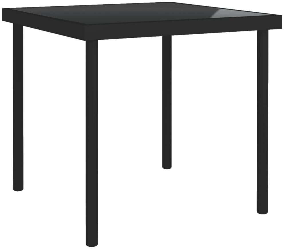 vidaXL Garden Dining Table Black 80x80x72 cm Glass and Steel