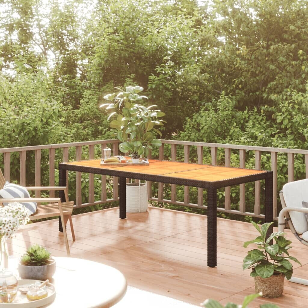 vidaXL Garden Table 190x90x75 cm Poly Rattan and Acacia Black