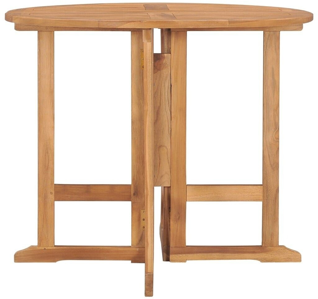 vidaXL Foldable Garden Dining Table Ø90x75 cm Teak