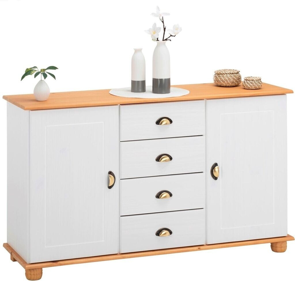 Idimex Pharmacy chest COLMAR 2 doors 4 drawers lacquered white-brown (8329)