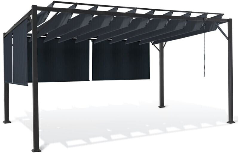 IDMarket Pergola luxe Cefalu lames orientables 3 x 4 m avec 4 stores