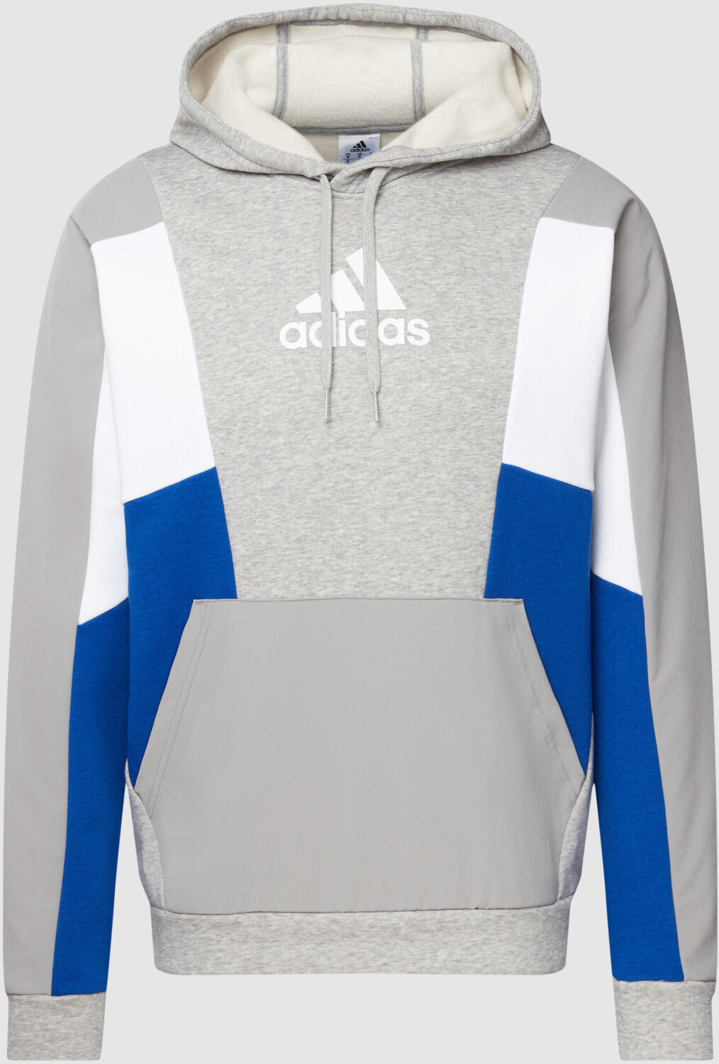 Adidas Essentials Colorblock Hoodie medium grey heather/royal blue
