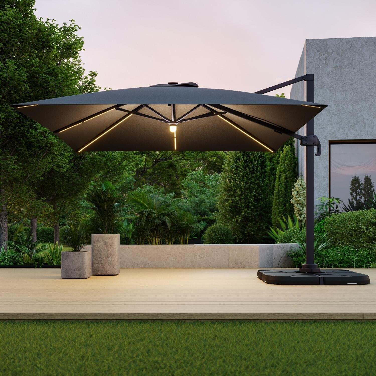 avril paris Parasol déporté LED Rome 3 x 4 m anthracite