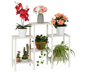 Relaxdays White wooden flower shelf