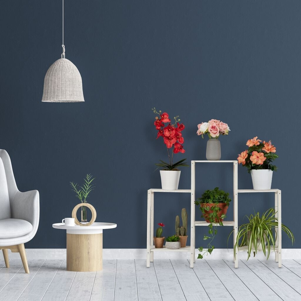 Relaxdays Relaxdays White wooden flower shelf - side view