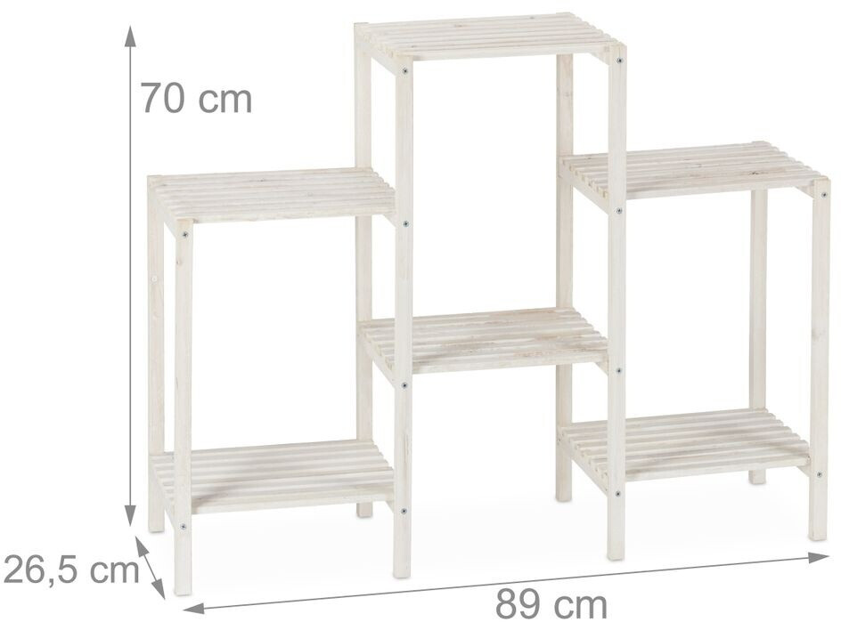 Relaxdays Relaxdays White wooden flower shelf - detail view