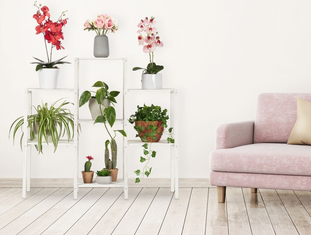 Relaxdays Relaxdays White wooden flower shelf - alternate view